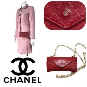 Chanel vintage diamond stitch large clutch wallet